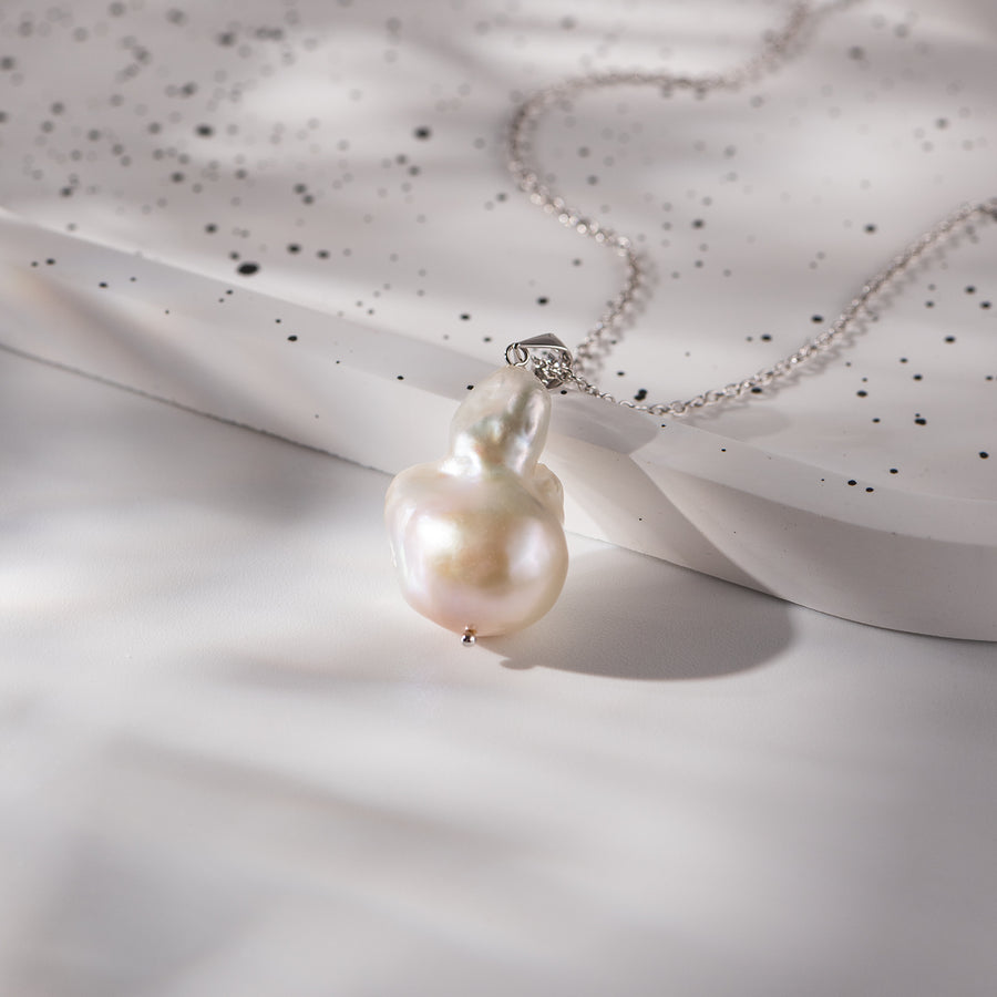 Sterling Silver Baroque Pearl Necklace