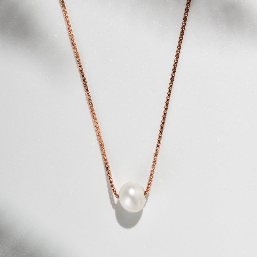 18K Rose Gold Vermeil Necklace with Freshwater Pearl