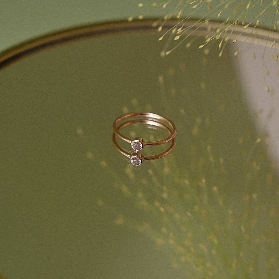 18K Rose Gold Vermeil Ring with White Topaz