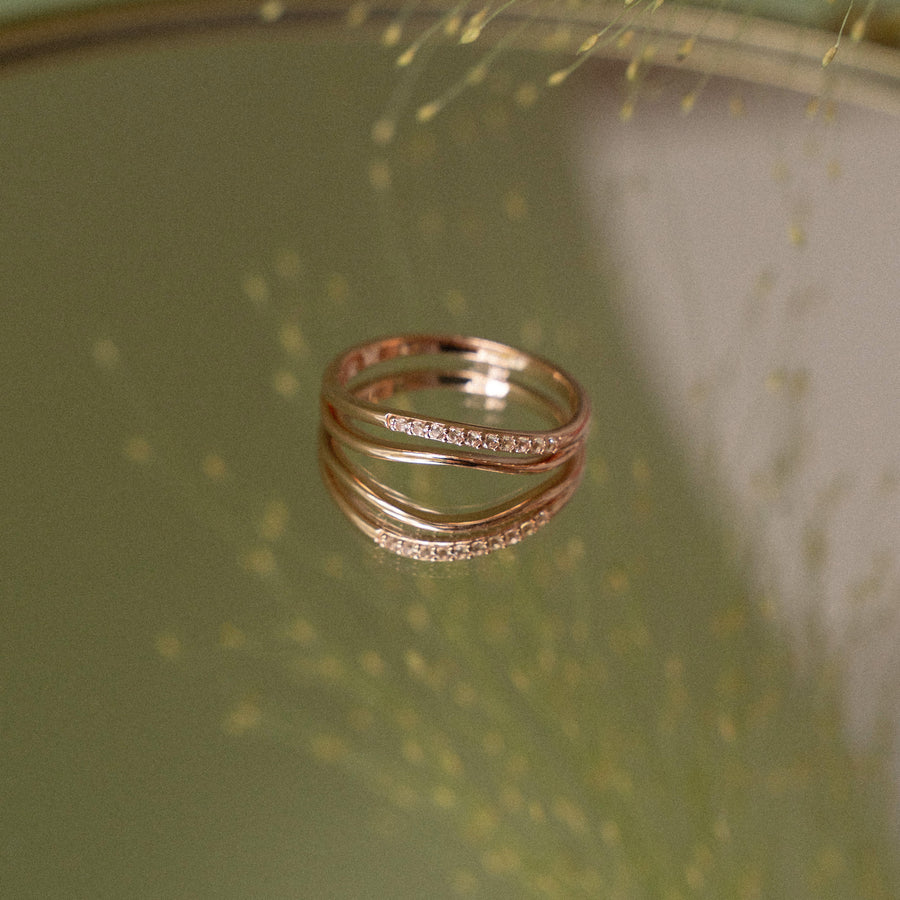 18K Rose Gold Vermeil Ring with White Topaz