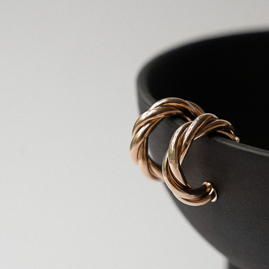 18K Rose Gold Vermeil Tube Hoop Earrings Big