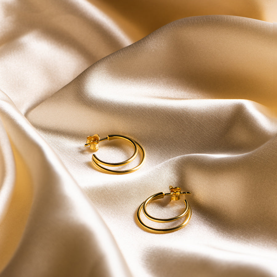 18K Gold Vermeil Layered Hoop Earrings