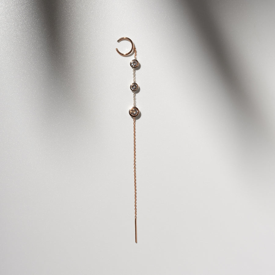18K Rose Gold Cermeil and White Topaz Threaded Cuff