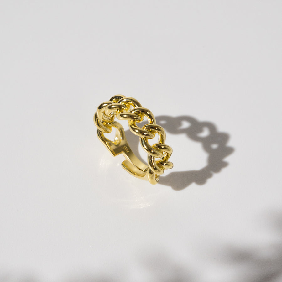 18K Gold Vermeil Chunky Chain Ring
