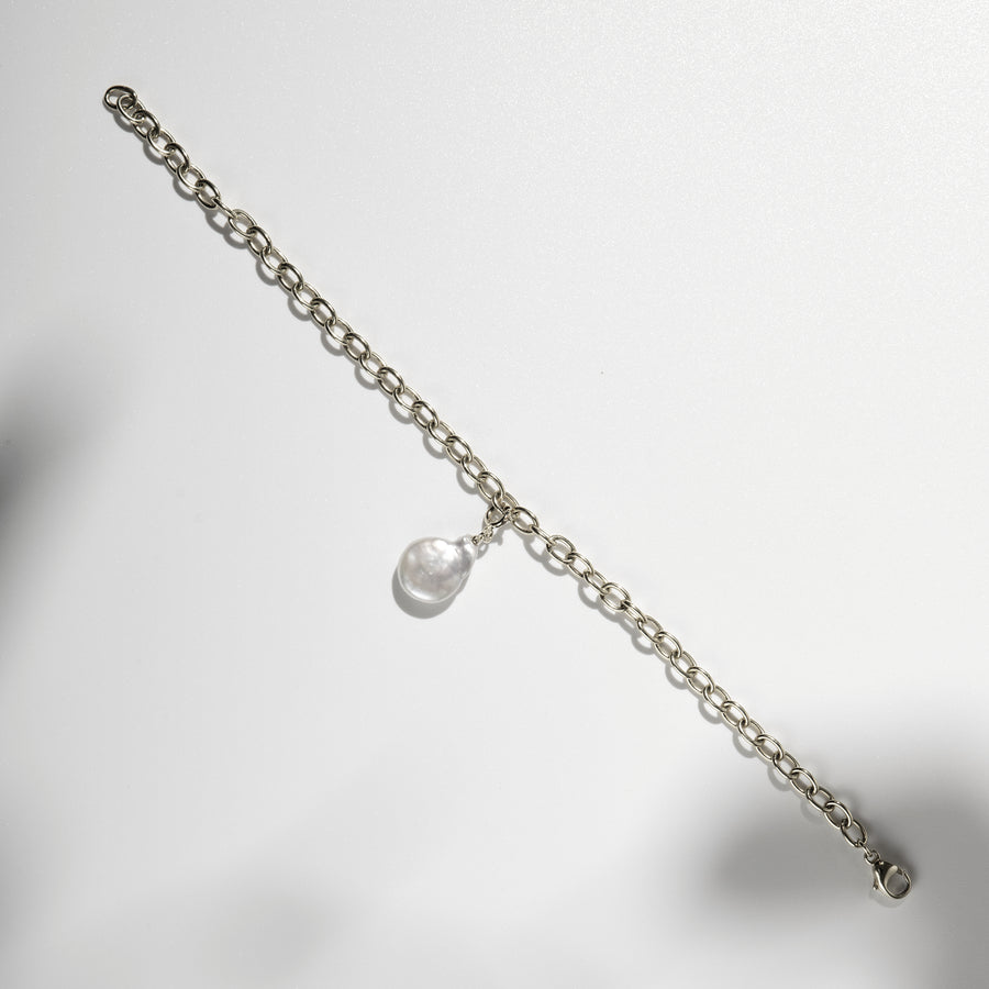 Sterling Silver Coin Pearl Charm