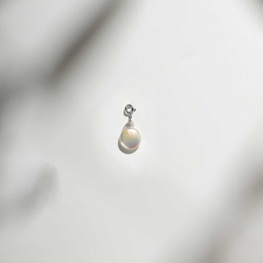 Sterling Silver Coin Pearl Charm