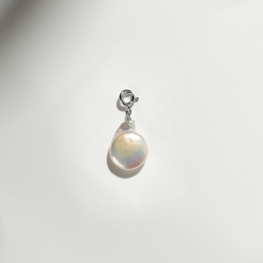 Sterling Silver Coin Pearl Charm