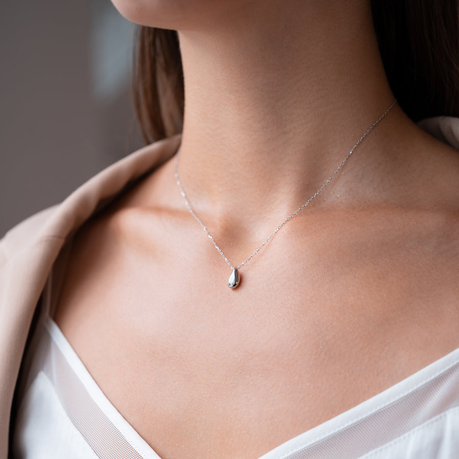 Sterling Silver Necklace with Drop Pendant