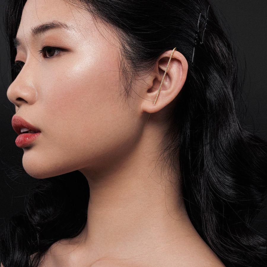 18K Gold Vermeil Ear Pin with White Topaz