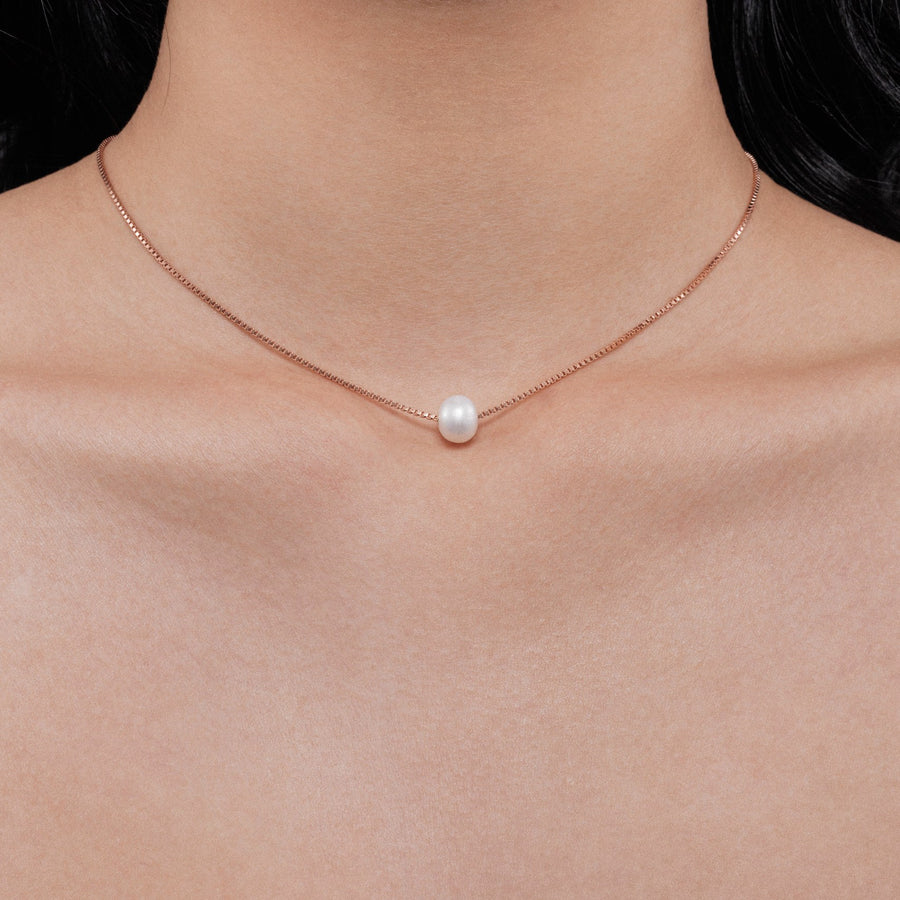 18K Rose Gold Vermeil Necklace with Freshwater Pearl