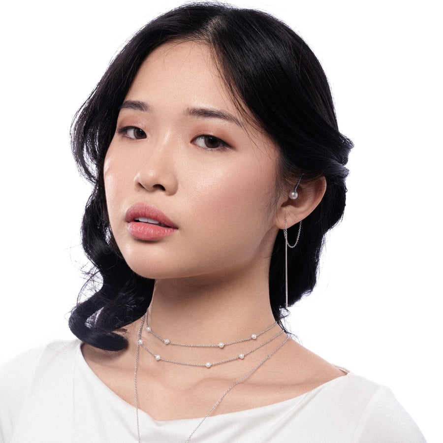 Sterling Silver Ear Cuff with Natural Freshwater Pearl