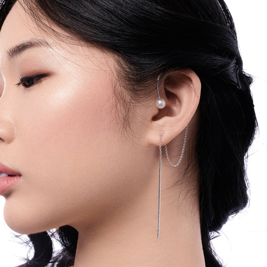 Sterling Silver Ear Cuff with Natural Freshwater Pearl