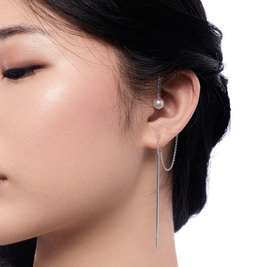 Sterling Silver Ear Cuff with Natural Freshwater Pearl