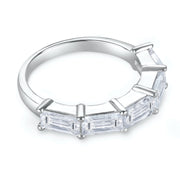 Sterling Silver Half Eternity Ring with Baguette Topaz - USA (7.0)