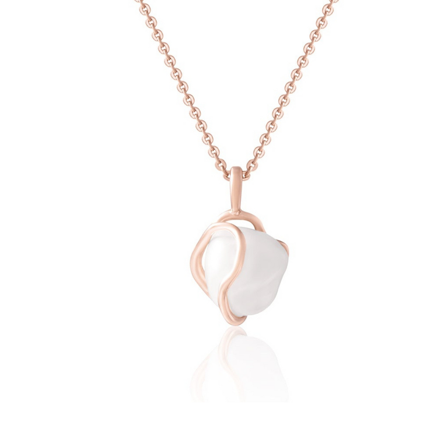 18K Rose Gold Vermeil Necklace with Baroque Pearl