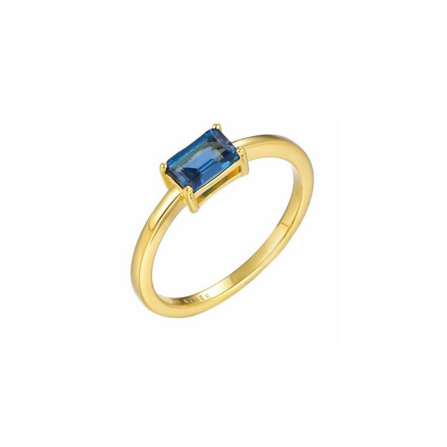 18K Gold Vermeil Ring with London Blue Topaz