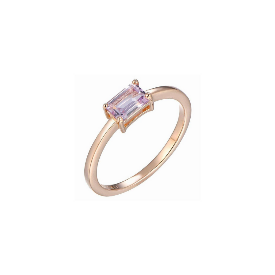 18K Rose Gold Vermeil Ring with Pink Amethyst