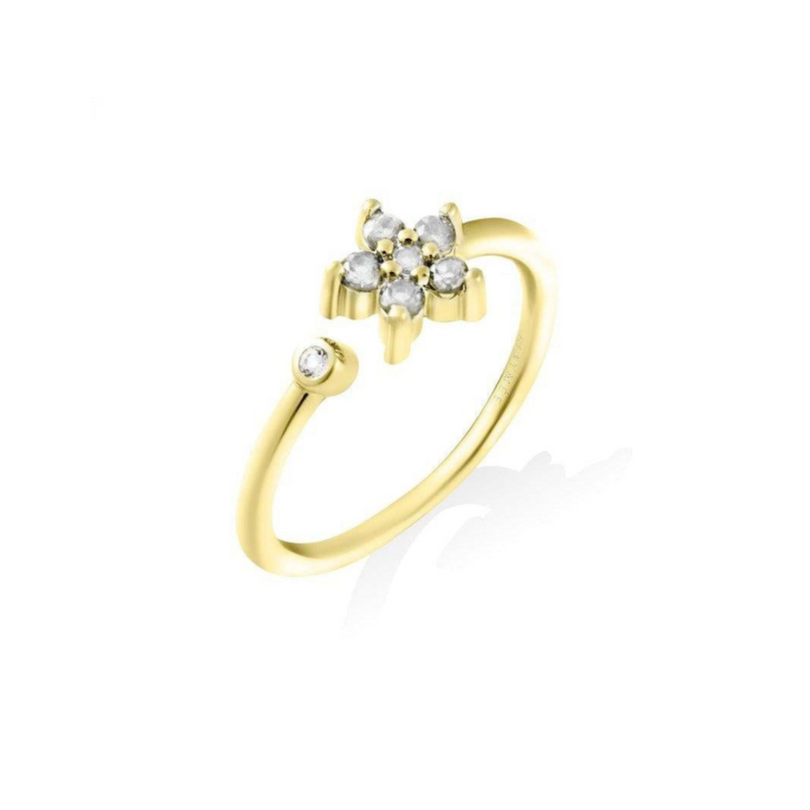 18K Gold Vermeil Flower Ring with White Topaz