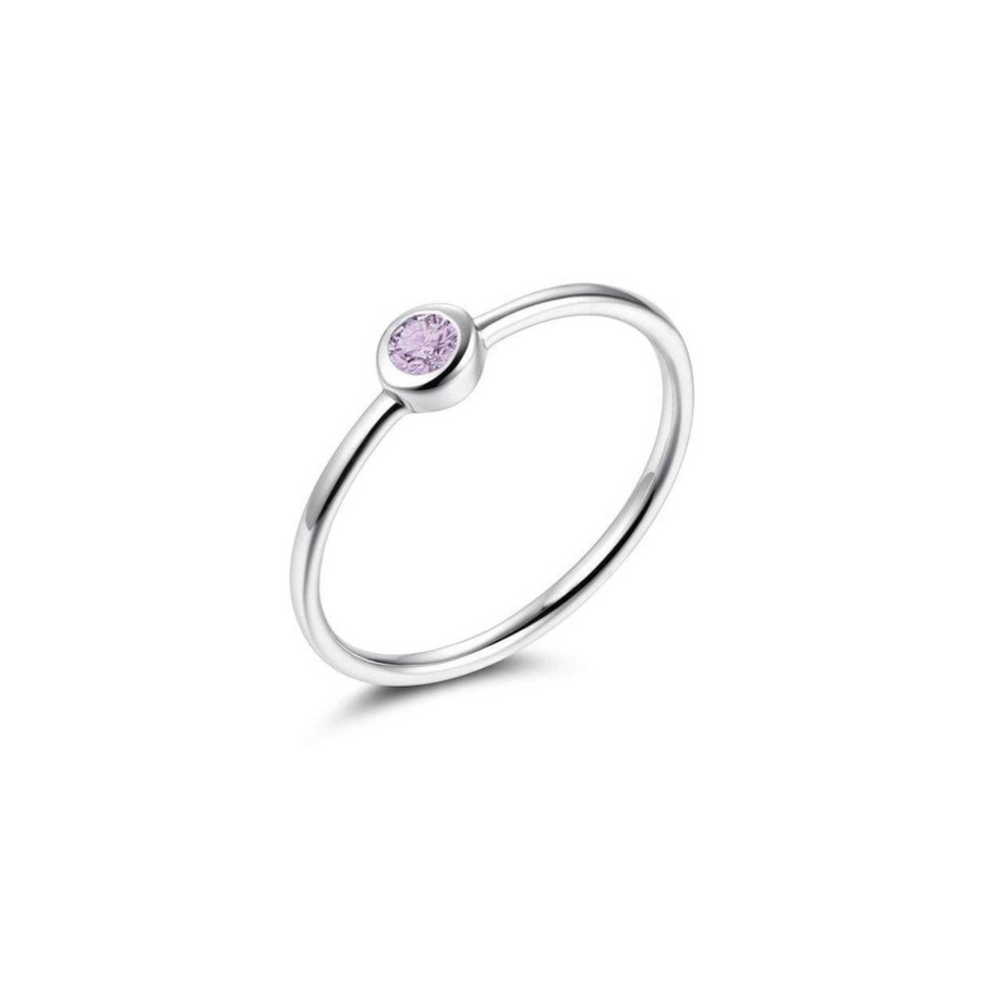 Sterling Silver Ring with Pink Amethyst
