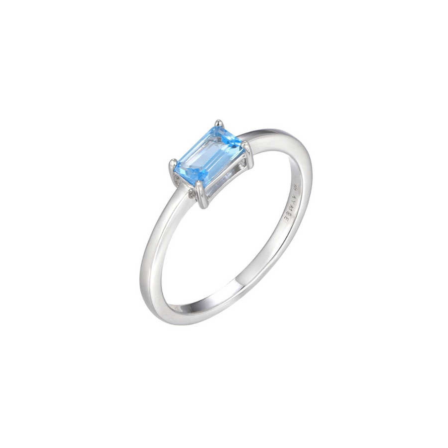 Sterling Silver Ring with Swiss Blue Topaz