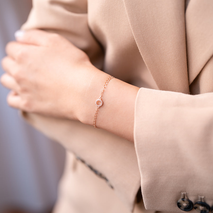 18K Rose Gold Vermeil Bracelet with White Topaz