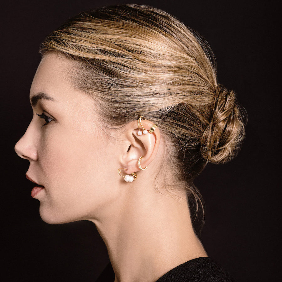 18K Gold Vermeil Ear Cuff with White Topaz