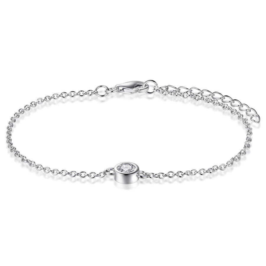 Sterling Silver Bracelet with White Topaz