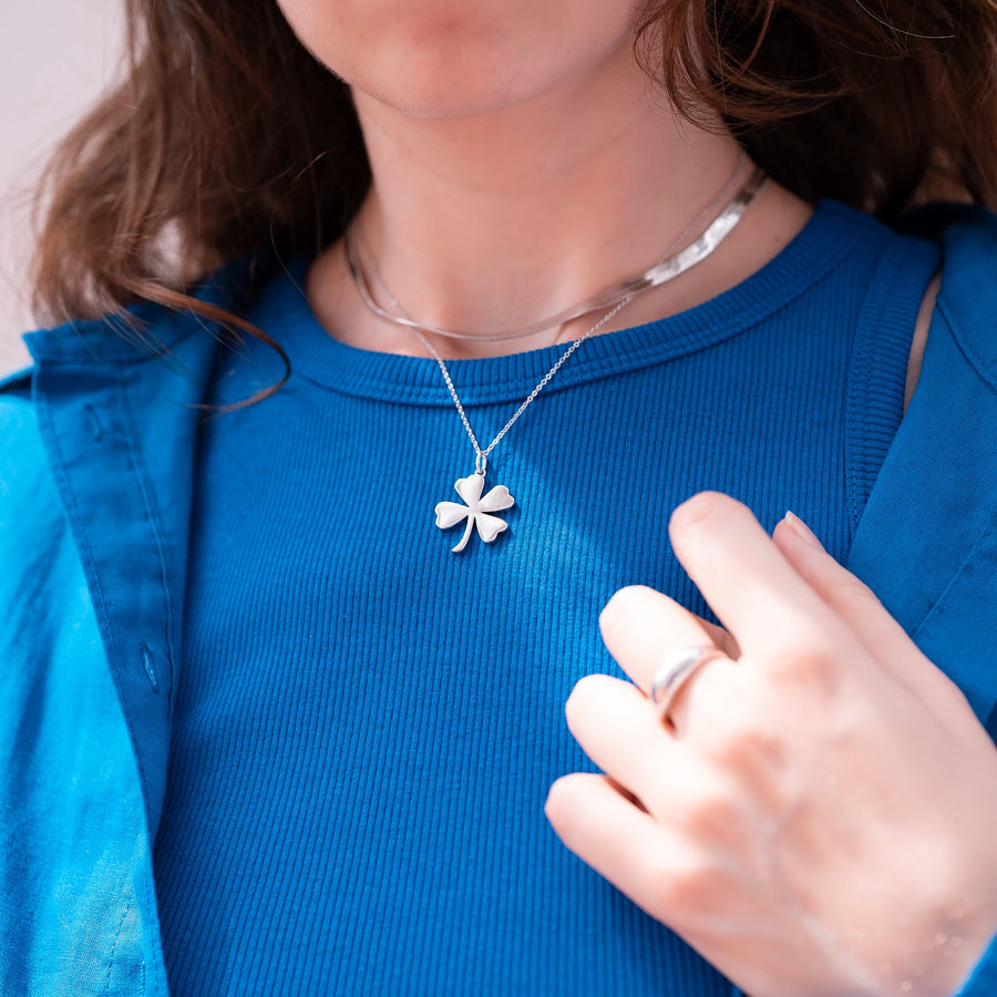 Sterling Silver Four Leave Clover Choker