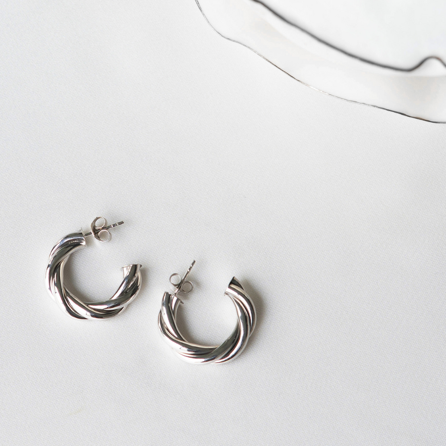 Sterling Silver Tube Hoop Earrings Big