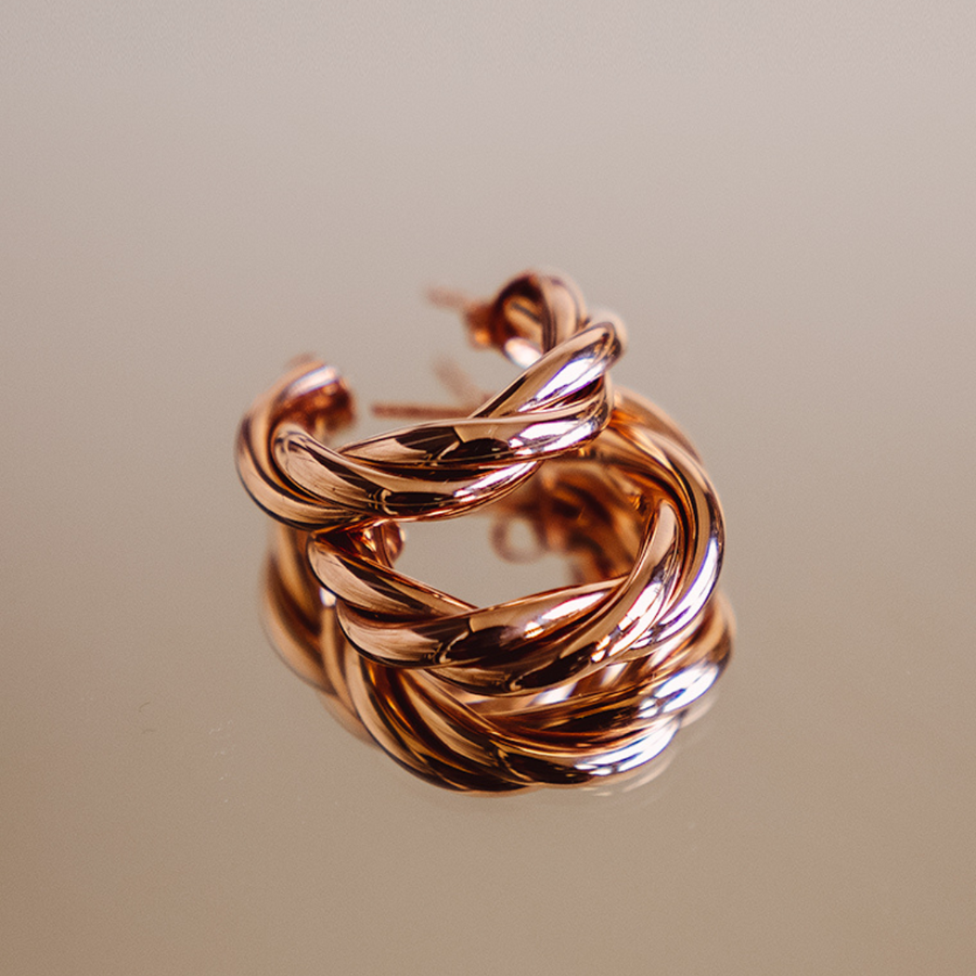 18K Rose Gold Vermeil Tube Hoop Earrings Big