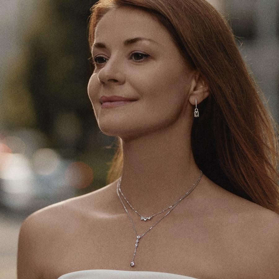 Sterling Silver Necklace with White Topaz
