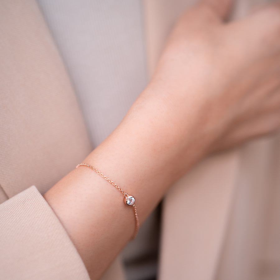 18K Rose Gold Vermeil Bracelet with White Topaz