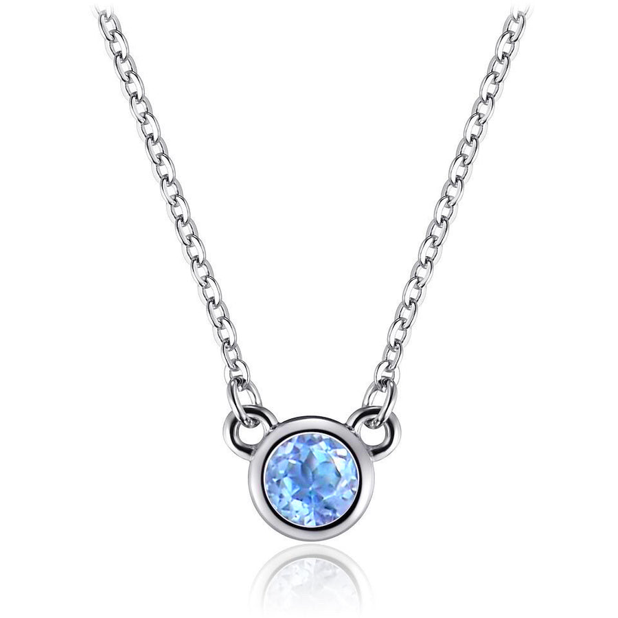 Sterling Silver Necklace with Swiss Blue Topaz