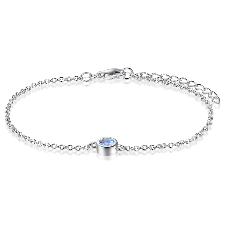 Sterling Silver Bracelet with Swiss Blue Topaz