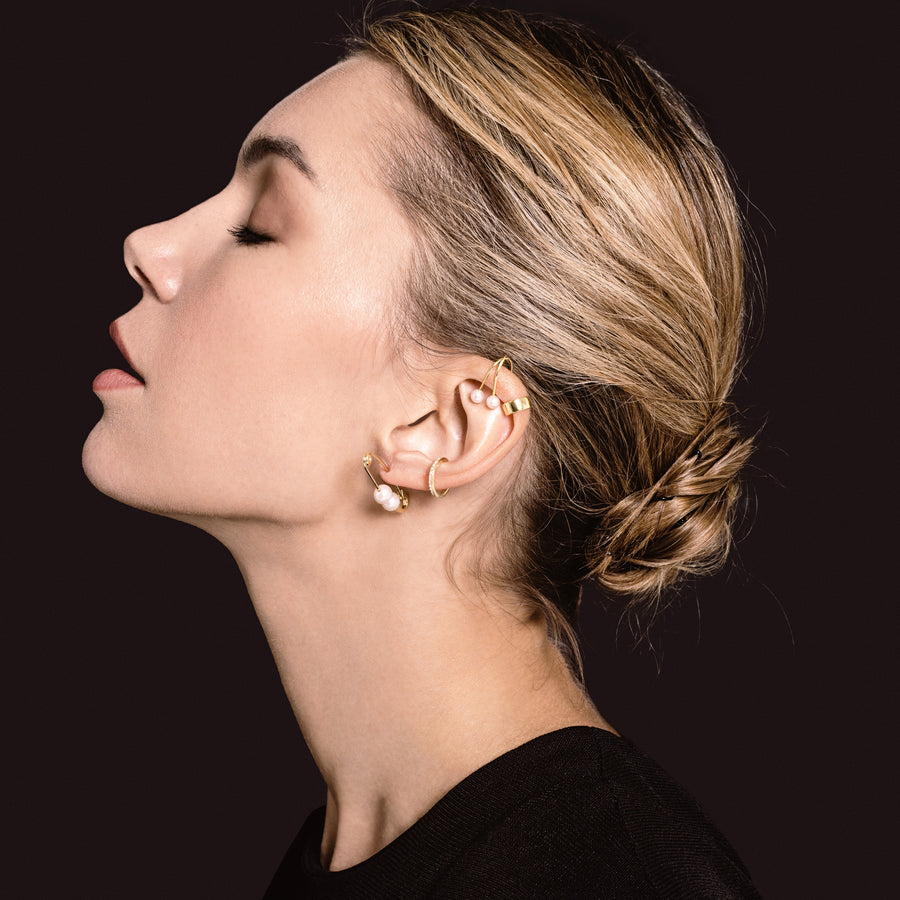 18K Gold Vermeil Ear Cuff with White Topaz
