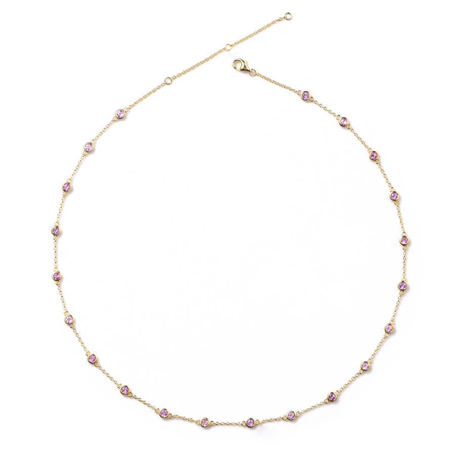 18K Gold Vermeil Choker Necklace with Pink Amethyst