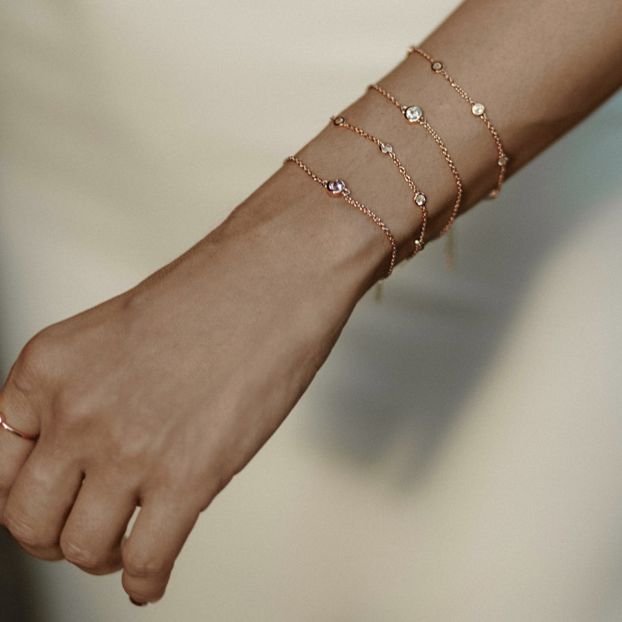 18K Rose Gold Vermeil Bracelet with White Topaz