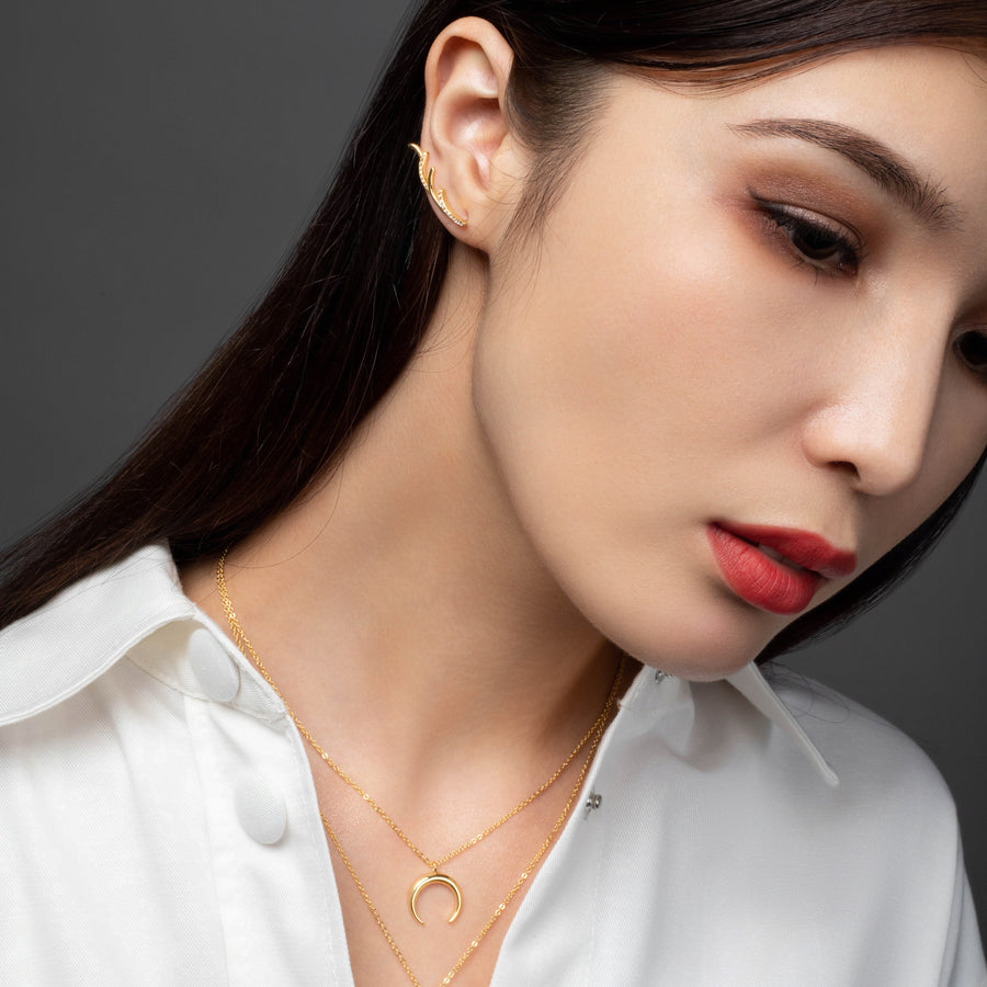 18K Gold Vermeil Ear Climbers with White Topaz