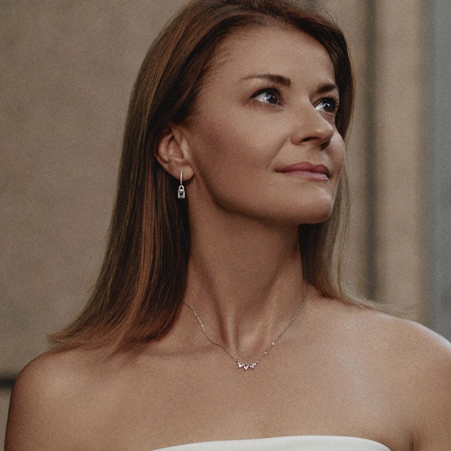 Sterling Silver Necklace with White Topaz