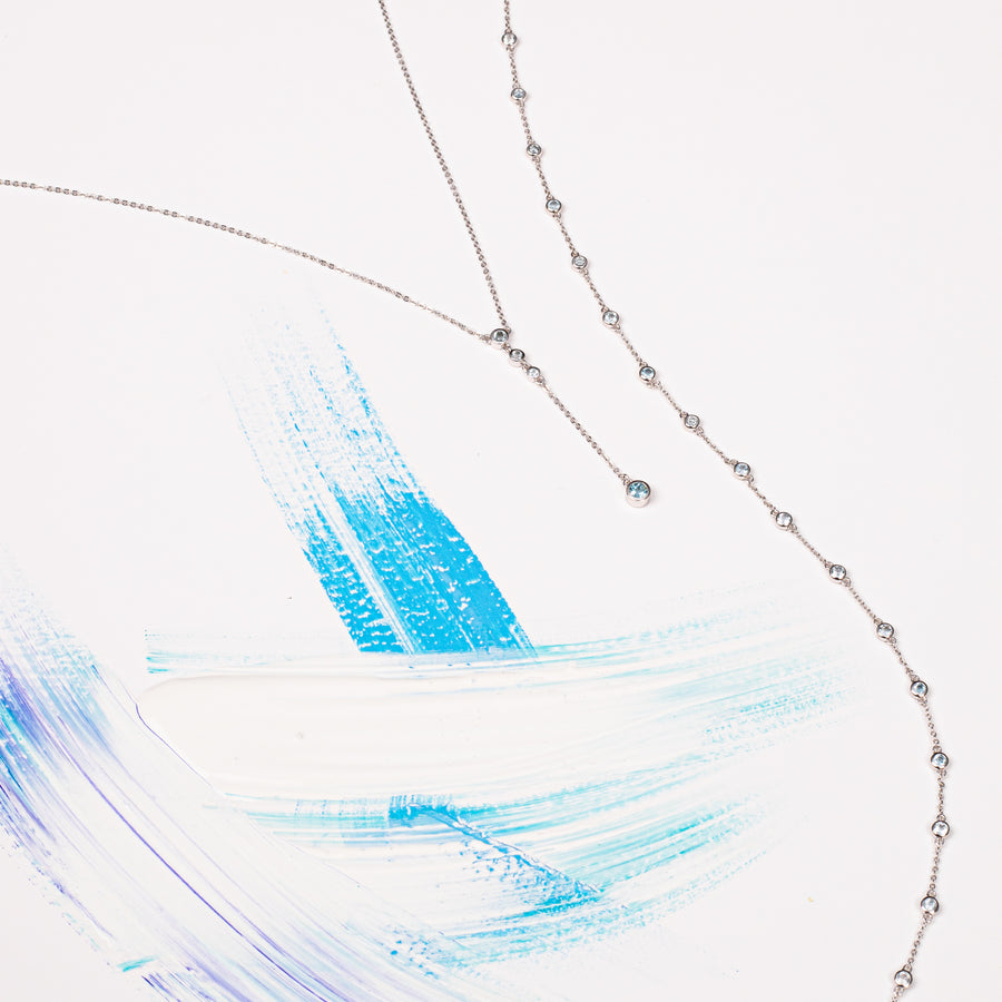 Sterling Silver Choker Necklace with Sky Blue Topaz