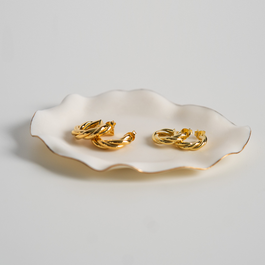 18K Gold Vermeil Tube Hoop Earrings Small
