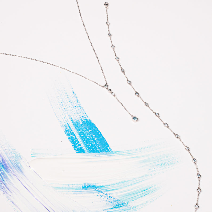 Sterling Silver Necklace with Sky Blue Topaz