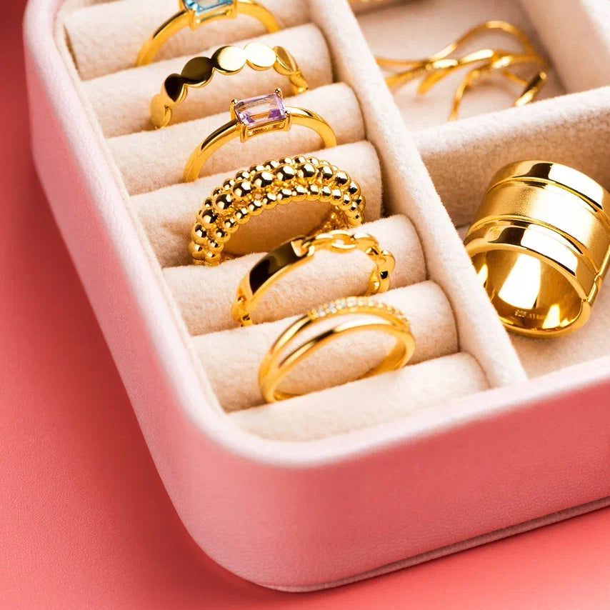 18K Gold Vermeil Ring with White Topaz