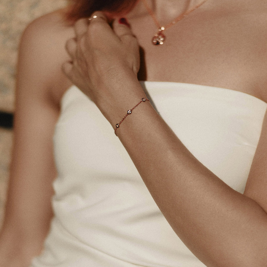 18K Rose Gold Vermeil Bracelet with White Topaz