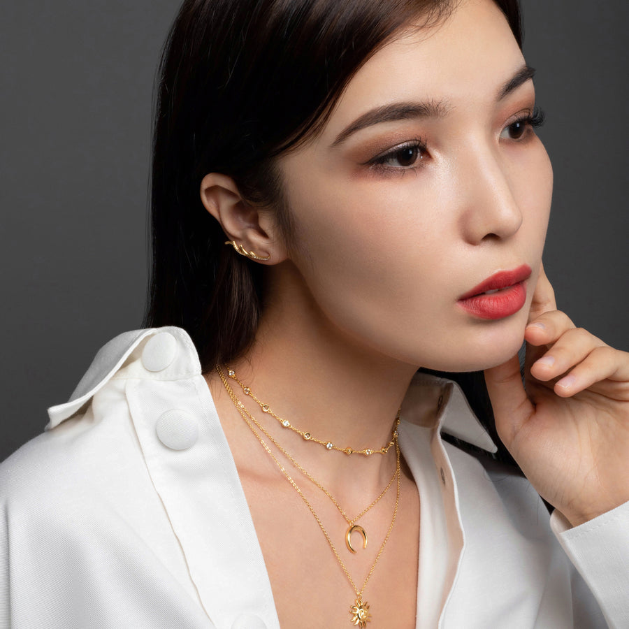 18K Gold Vermeil Ear Climbers with White Topaz