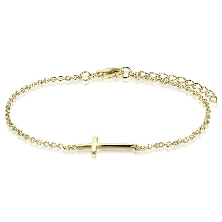 18K Gold Vermeil Cross Bracelet