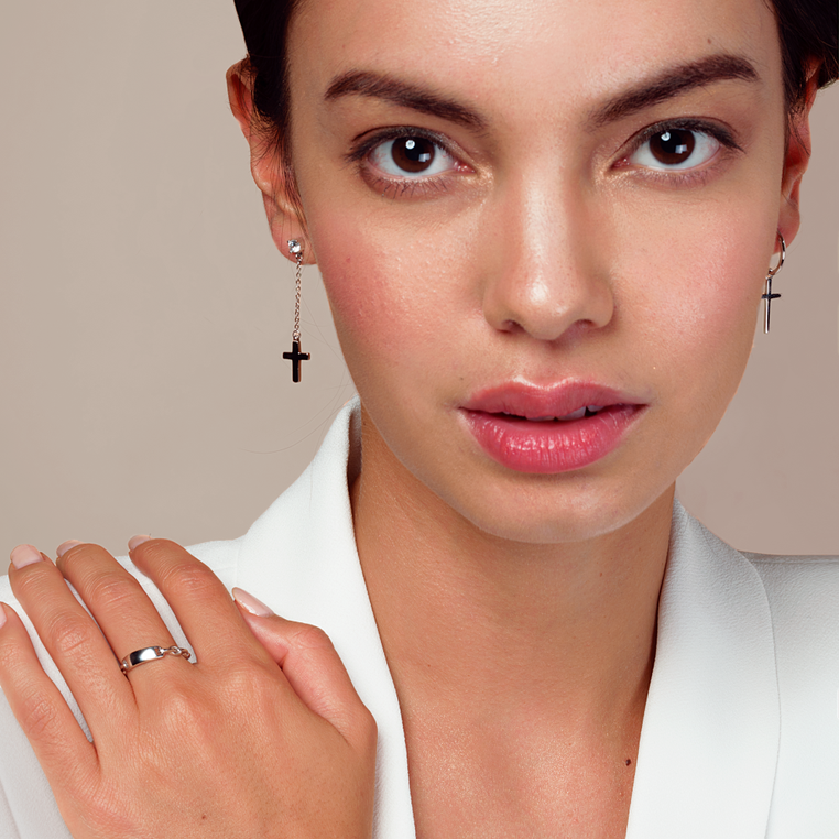 18K Gold Vermeil Cross Earrings