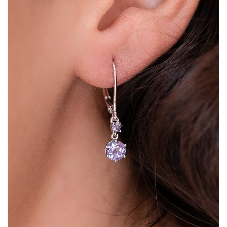 Sterling Silver Earrings with Pink Amethyst