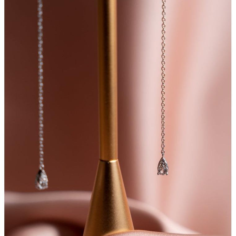 Sterling Silver Dangling Earrings with White Topaz