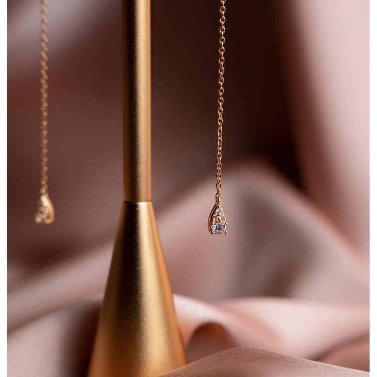 18K Gold Vermeil Dangling Earrings with White Topaz